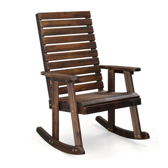 Zimtown Wooden Rocking Chair with High Backrest,Solid Fir Wood Outdoor Rocking Chair for Indoor and Outdoor, Garden, Yard, Patio,Rustic