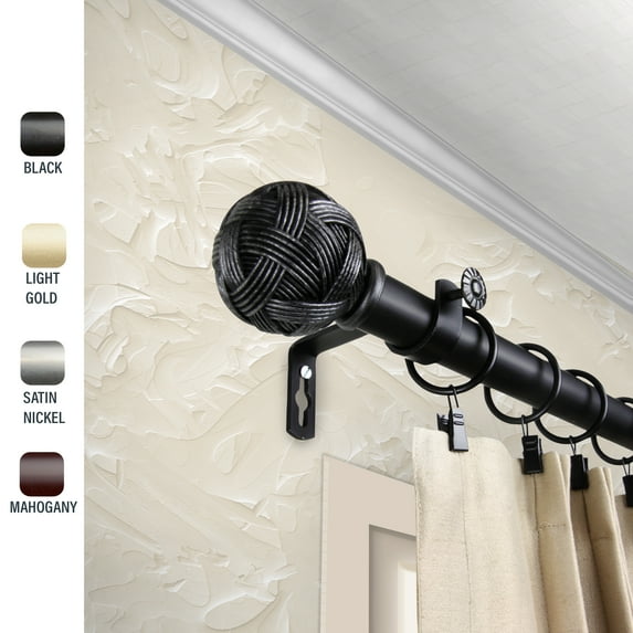 Zina 1" dia. Curtain Rod 28-48 inches - Black