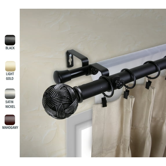 Zina 1" dia. Double Curtain Rod 48-84 inches - Black