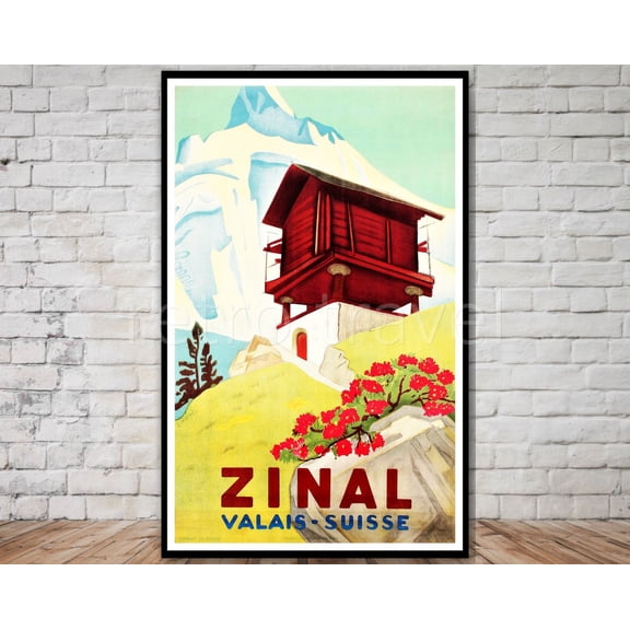 Zinal Valais Swiss Alps Poster, Unframed Paper Poster 8x10in