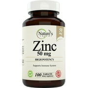 Zinc 50 mg High Potency Supplement for Immune Support (100 Tablets)
