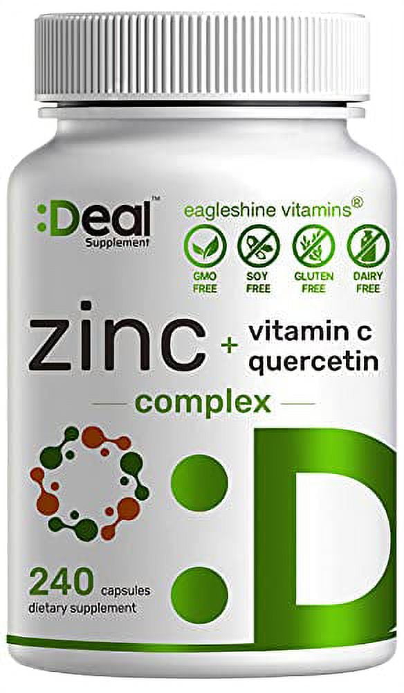 Zinc 50mg with Vitamin C & Quercetin, 41 Zinc Complex, 240 Capsules
