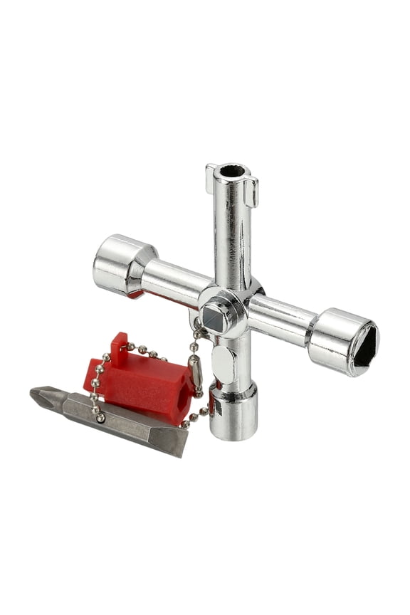 Zinc Alloy 4 in 1 Universal Utility Key for Multi-Purpose, Silver, Style E