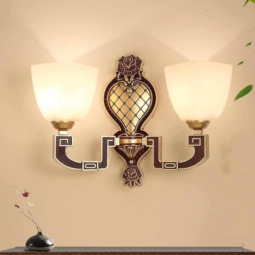Vintage Floral Wall Sconce With Glass Shade - Metal Wall Lamp, E26 Base, 40x40 Cm, Right Side