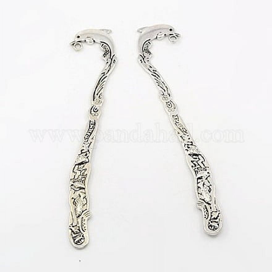 Zinc Alloy Bookmark Lead Free and Cadmium Free Dolphin Antique Silver 124x28x3mm Hole: 2mm DIY