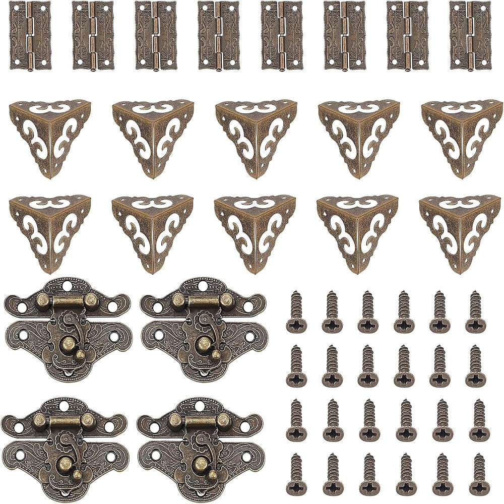 Zinc Alloy Box Clasp Cabinet Drawer Butt Hinges Connectors and Bracket ...