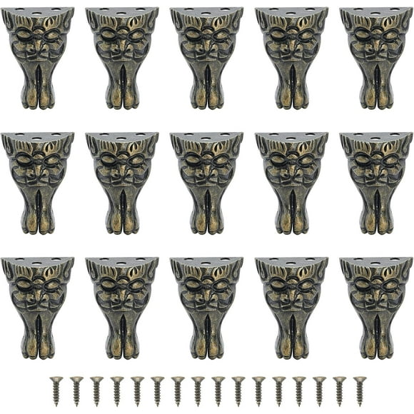 Zinc Alloy Box Corner Protectors with Screws For Furniture Jewelry Box Decoration Cadmium Free & Lead Free Antique Bronze 38x28.5x16mm Hole: 3.5mm Screws: 8x4mm Pin: 2mm 16sets/box