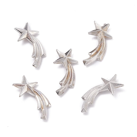 Zinc Alloy Cabochons for DIY Epoxy Resin Material Filling Star/Meteor Platinum 16x8x3mm 100pcs/bag