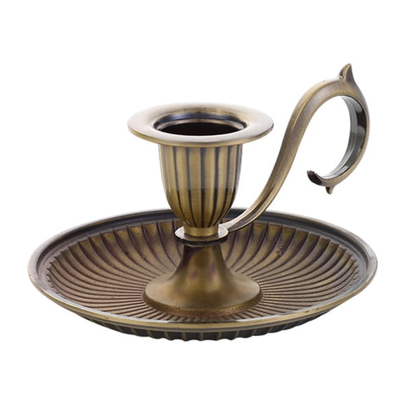 Zinc Alloy Candle Holders Vintage Handheld Candlestick Birthday Weddings Party Decorative Candle Holders Easy to Use