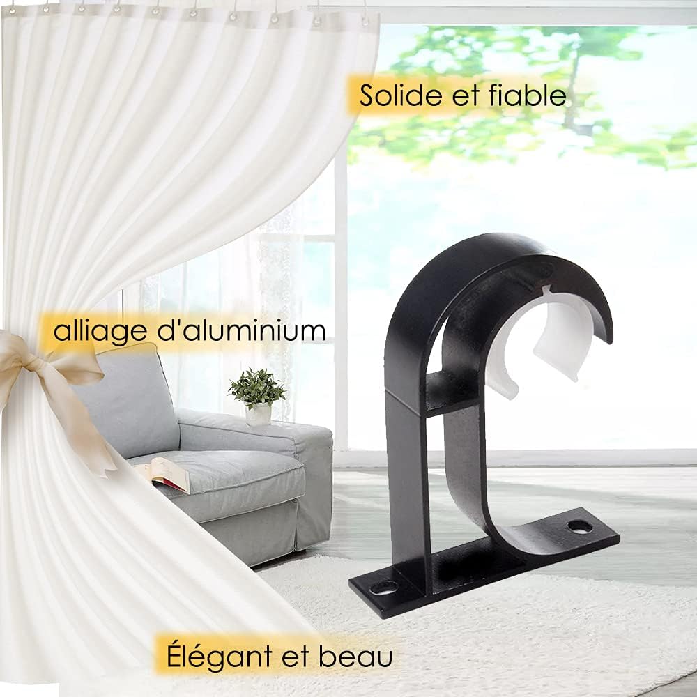 Zinc Alloy Curtain Rod Brackets Set of Closet Rod Hangers for Ceiling