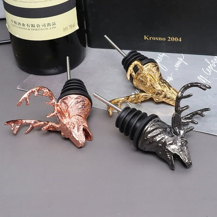 Zinc Alloy Deer Head Wine Pourer Unique Wine Bottle Stoppers Wine Bar Tools