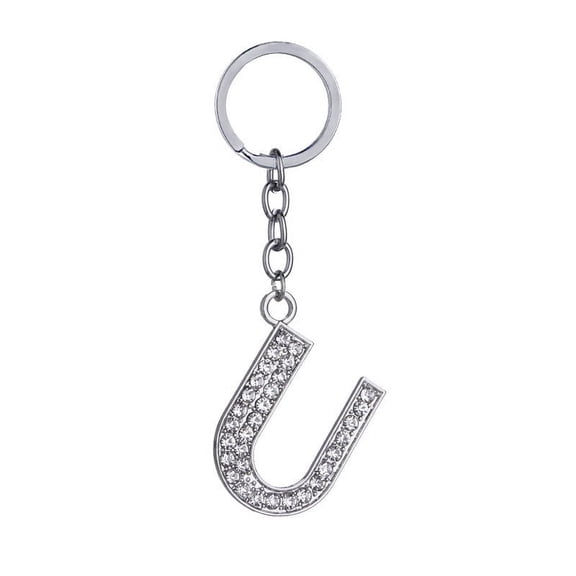 Unisex Keychain Zinc Alloy Diamond Letter Pendant Creative Heart Shaped Metal Key Ring Individually Packed Key