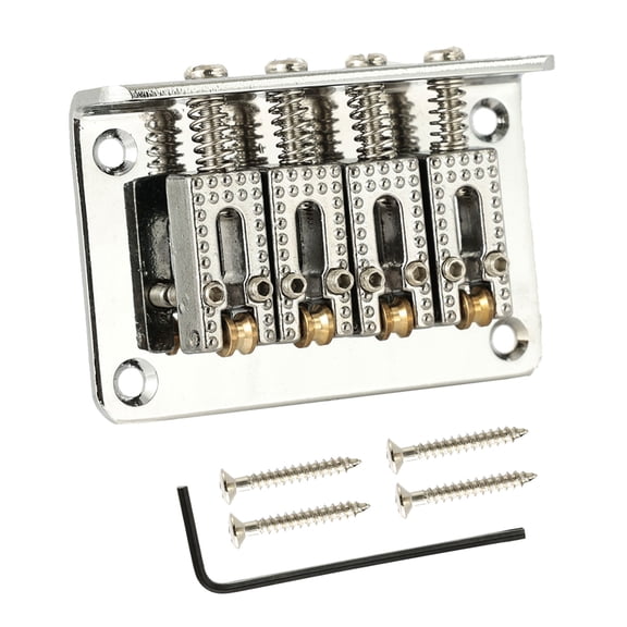 Zinc Alloy Fixed Hardtail Saddle Bridge, Guitar Hard Tail Bridge Saddle 4 String Fixed Bridge Guitar Replacement Parts