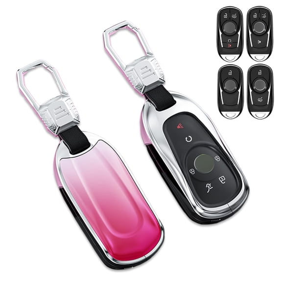 Zinc Alloy Gradient Glass Back Cover Key Fob Case Holder Protector Shell Accessories with Keychain Compatible for Buick Encore Enclave Lacrosse Envision Verano Regal GL8