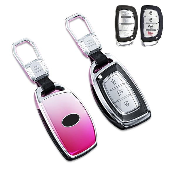 Zinc Alloy Gradient Glass Back Cover Key Fob Case Holder Shell Accessories Compatible for Hyundai Elantra Ioniq Sonata Tucson Elantra GT Keyless Entry Smart Key Case