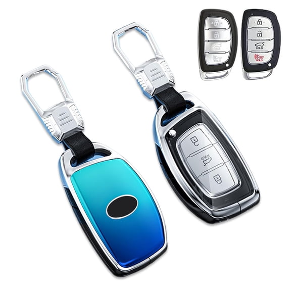 Zinc Alloy Gradient Glass Back Cover Key Fob Case Holder Shell Accessories Compatible for Hyundai Elantra Ioniq Sonata Tucson Elantra GT Keyless Entry Smart Key Case