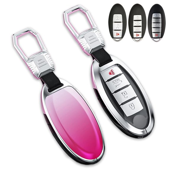 Zinc Alloy Gradient Glass Back Cover Key Fob Case Holder Shell Compatible for Nissan Altima Armada Maxima Murano Pathfinder Rogue Infiniti JX35 Q50 Q60 QX56 QX60 QX80