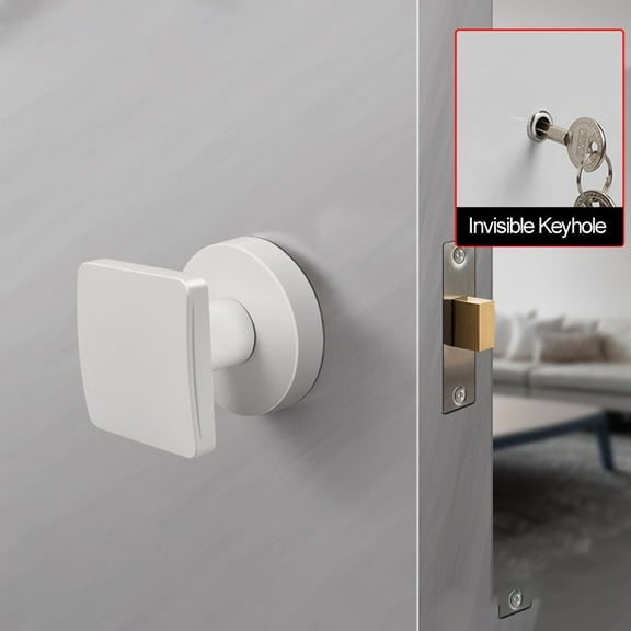 Zinc Alloy Invisible Door Lock with Mini Keyhole Single Side Security Lock for Wooden Narrow Doors in Silver White Grey Black Gold