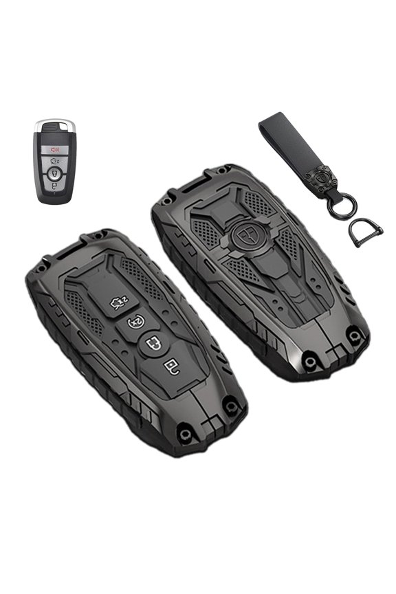 Zinc Alloy Key Case for Ford Key Fobs 4-Button Holder Shell, Suitable for Mustang, Fusion, Raptor, F150, F250, F350, F450, F550, Edge, Explorer