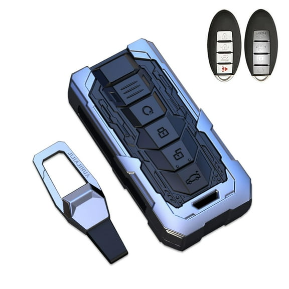 Zinc Alloy Key Fob Case Holder Shell Compatible for Nissan Altima Murano Sentra Rogue Armada Pathfinder 4 Button Smart Keys Case Protector Accessories