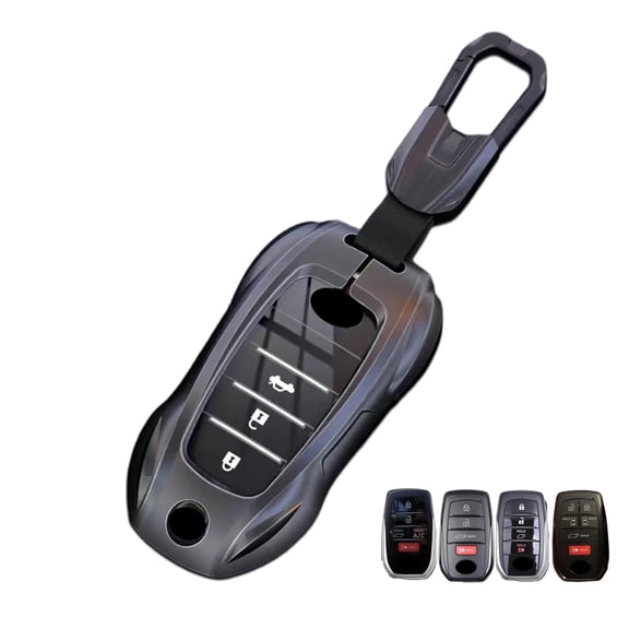Zinc Alloy Key Fob Cover Case, Keychain, Metal Key Shell Accessories Compatible for Toyota Venza RAV4 Prime Sienna Tundra Corolla Cross Land Cruiser Fortuner Mirai