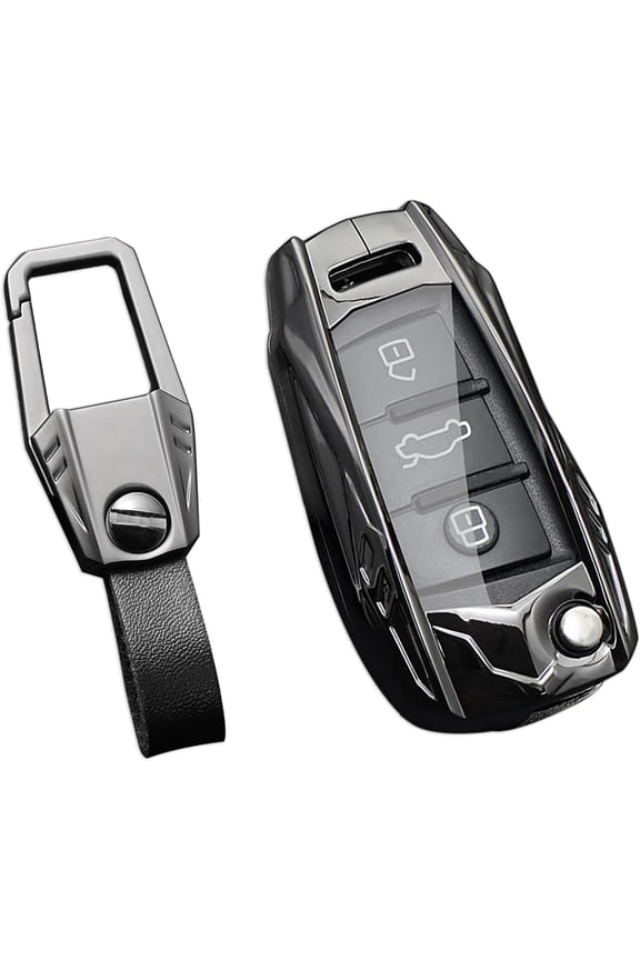 Zinc Alloy Key Fob Cover,Keychain,Full Protection Car Key Case for Audi A1 A3 A4 A6 A8 Quattro Q2 Q3 Q7 R8 RS3 RS4 RS6 S3 S6 S8 TT TTS Smart Remote Keyshell Accessories,Grey,For Audi Style C
