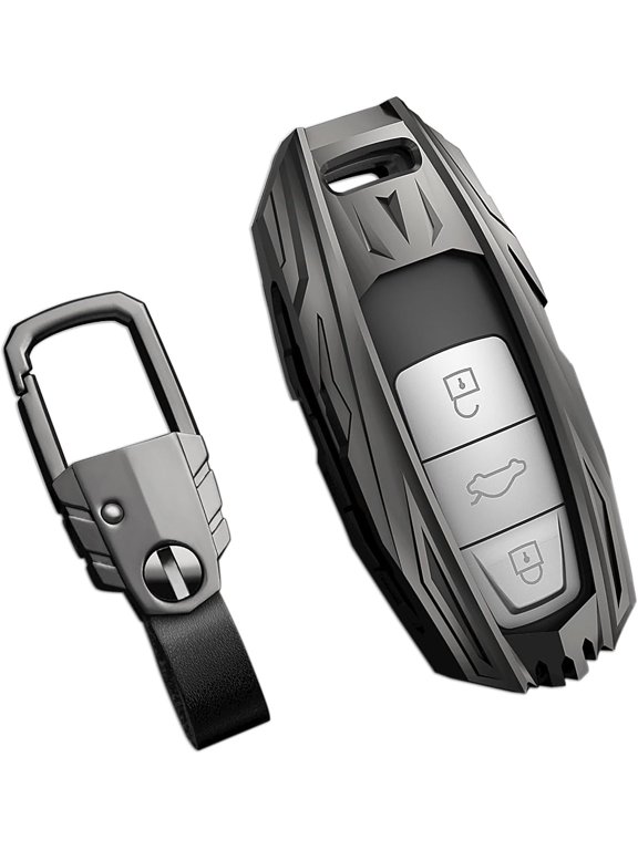 Zinc Alloy Key Fob Cover,Keychain,Full Protection Car Key Case for Audi A3 A6 A7 A8 A8L Q7 Q8 RS6 RS7 S3 S6 S7 SQ7 SQ8 E-Tron Smart Remote Keyless Keyshell Accessories,Gun Color,For Audi B