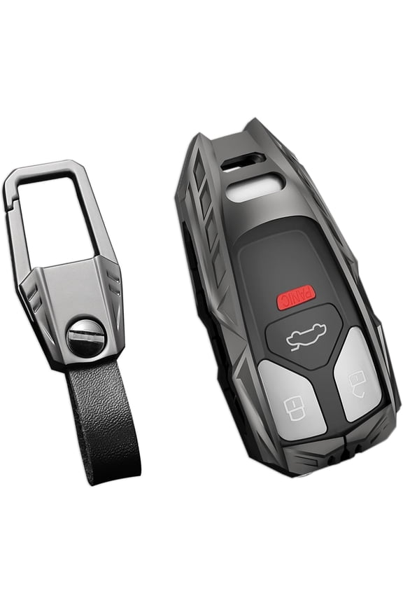 Zinc Alloy Key Fob Cover,Keychain,Full Protection Car Key Case for Audi A4 A5 A6 A7 Q5 R8 S4 S5 S6 S8 SQ5 SQ7 TT RS4 Smart Remote Keyless Keyshell Accessories,Grey,For Audi Style A