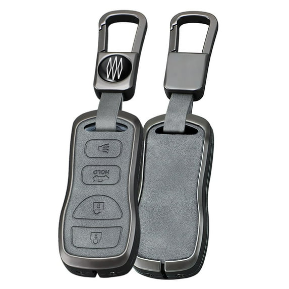 Zinc Alloy Key Fob Cover fIt for Nissan Altima Sentra Versa Maxima Keyless Entry Leather Remote Key Fob Case Shell Key Case Holder Protector Metal Keychain 4 Button