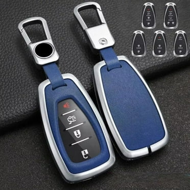 Zinc Alloy Leather Remote Key Fob Cover Case for Chevrolet for Cruze for Camaro,Blue