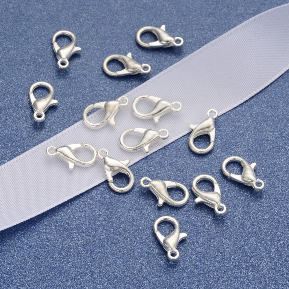 Zinc Alloy Lobster Claw Clasps Parrot Trigger Clasps Cadmium Free & Lead Free Jewelry Making Findings Silver Color Plated 12x6mm Hole: 1.2mm