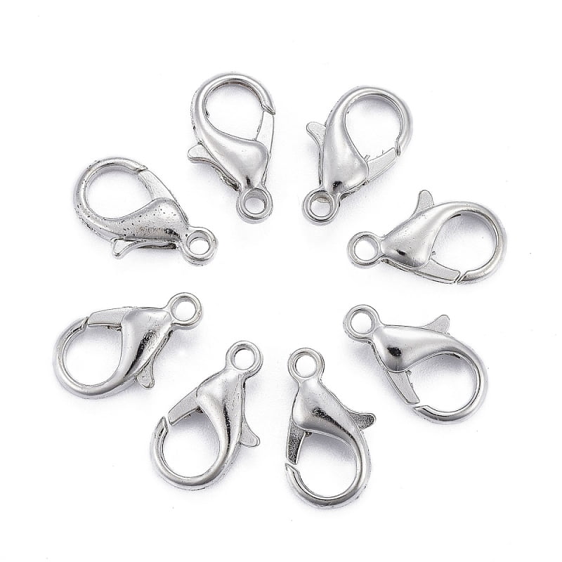 Zinc Alloy Lobster Claw Clasps Parrot Trigger Clasps Cadmium Free & Lead Free Platinum 14x8mm Hole: 1.8mm