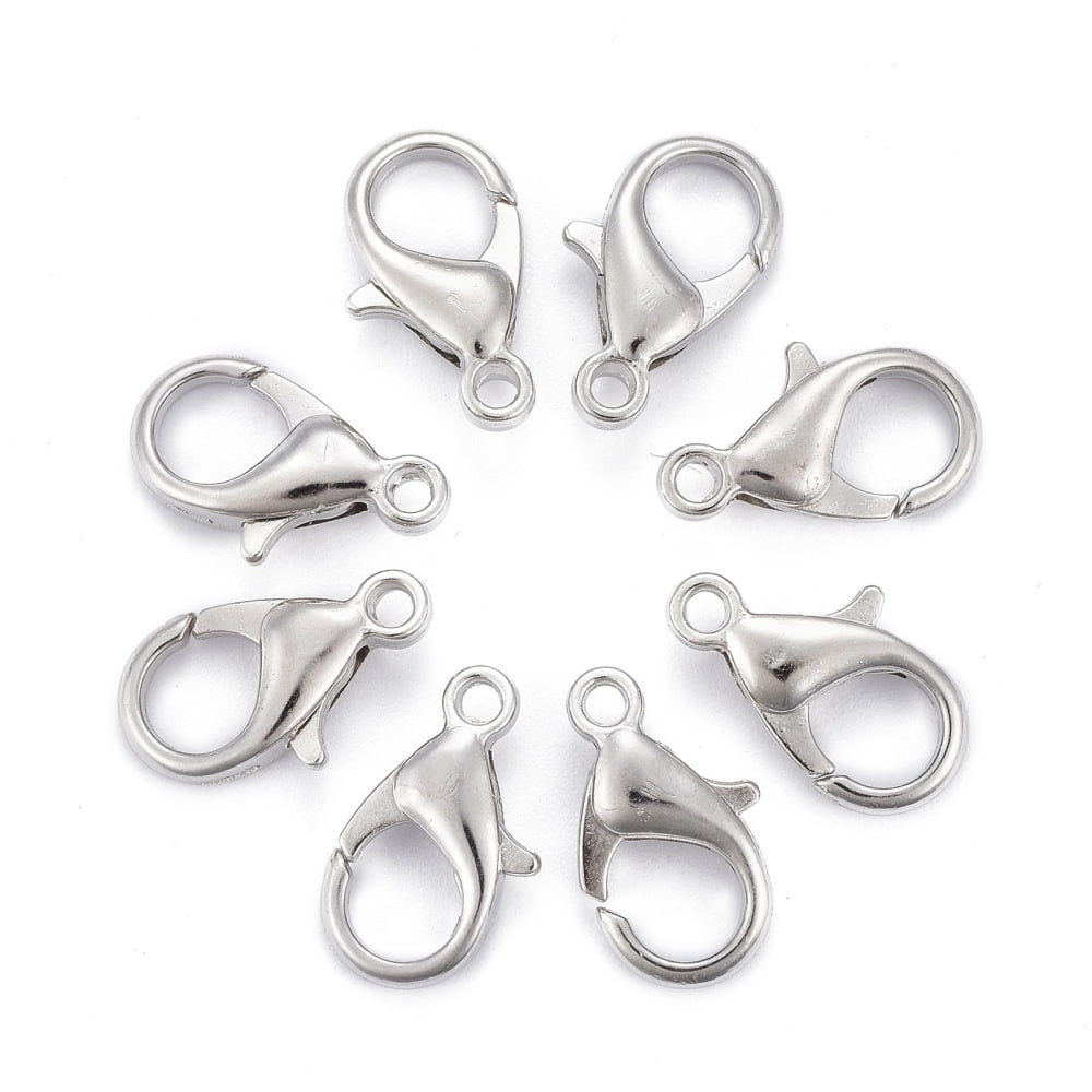 Zinc Alloy Lobster Claw Clasps Parrot Trigger Clasps Cadmium Free & Nickel Free & Lead Free Platinum 14x8mm Hole: 1.8mm