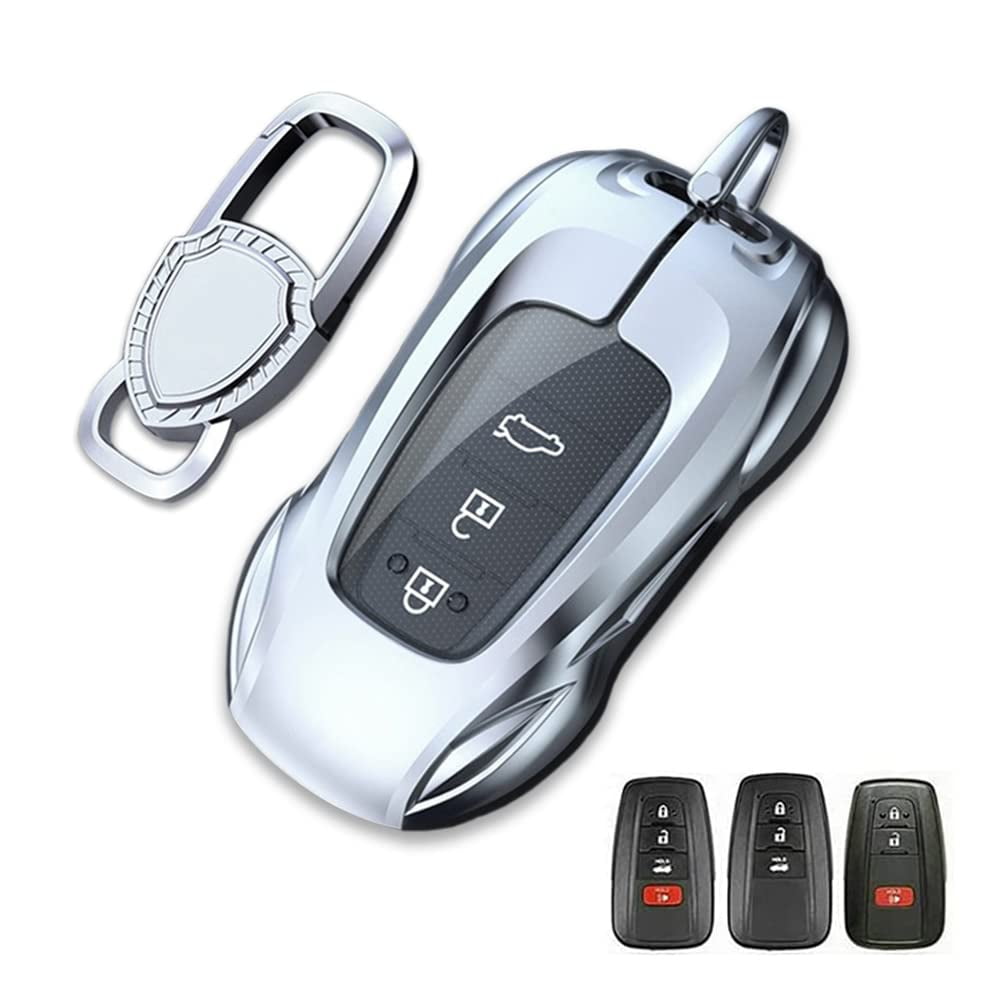 Zinc Alloy Metal Car Key Fob Case Accessories Compatible for Toyota Camry RAV4 Highlander Avalon C-HR Prius Corolla 2018-2022 Smart Key Fob Cover Protector Shell