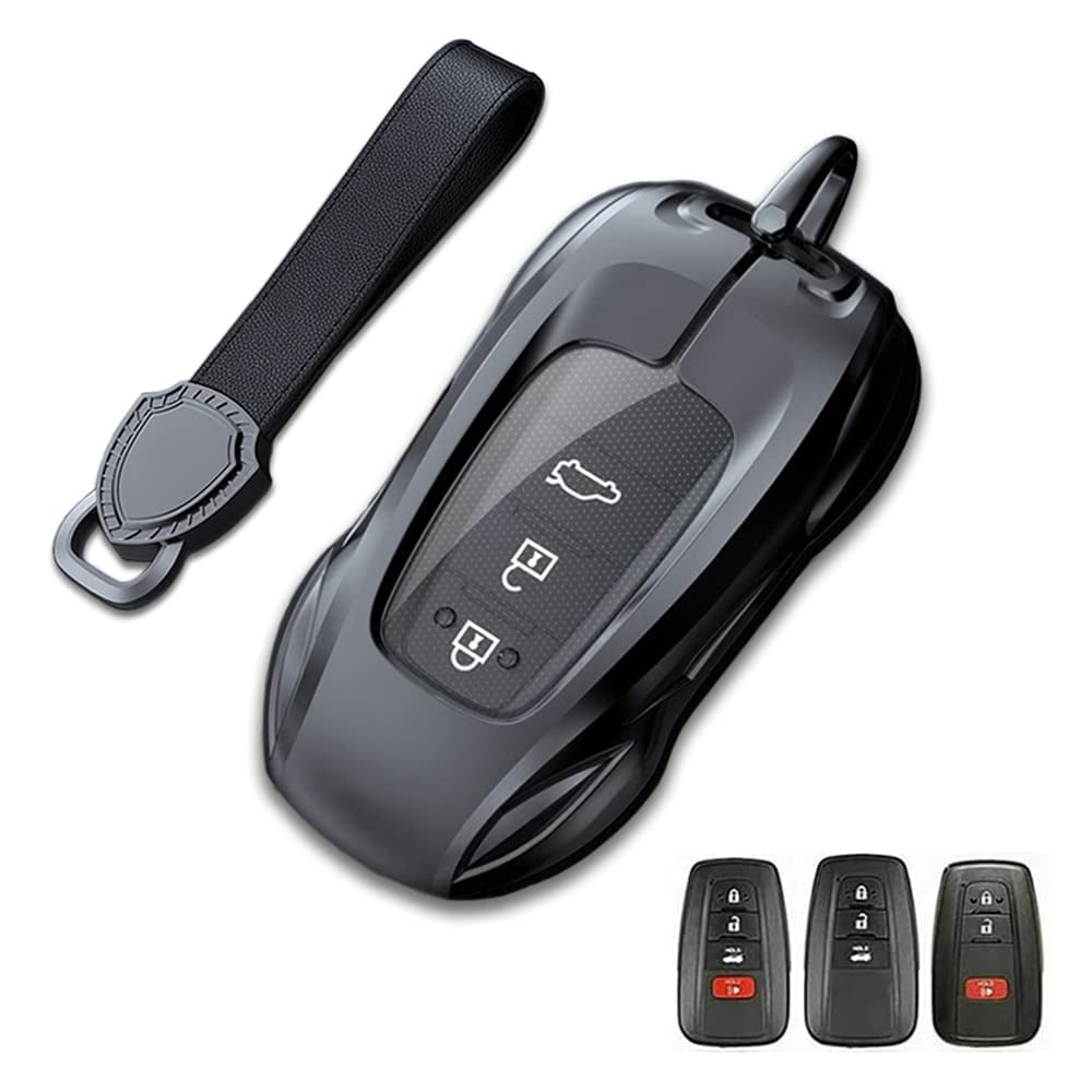Zinc Alloy Metal Car Key Fob Case Accessories Compatible for Toyota Camry RAV4 Highlander Avalon C-HR Prius Corolla 2018-2022 Smart Key Fob Cover Protector Shell