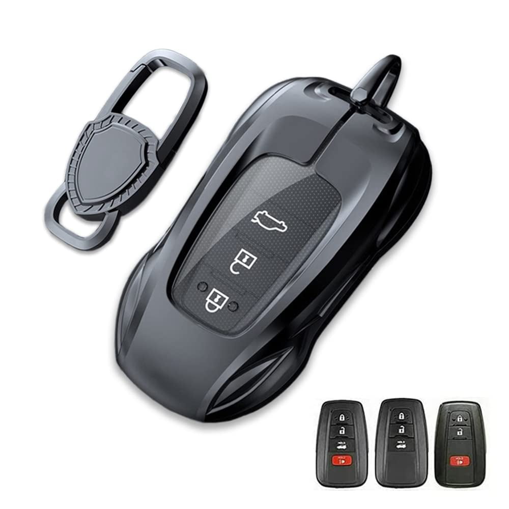 Zinc Alloy Metal Car Key Fob Case Accessories Compatible for Toyota Camry RAV4 Highlander Avalon C-HR Prius Corolla 2018-2022 Smart Key Fob Cover Protector Shell