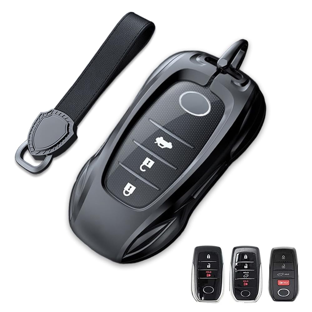 Zinc Alloy Metal Car Key Fob Case Accessories Compatible for Toyota Land Cruiser, 4Runner, RAV4, Camry, Highlander 2019-2022 Smart Key Fob Cover Protector Shell