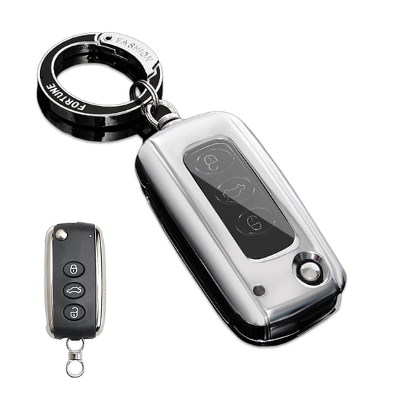 Zinc Alloy Metal Key Fob Case Cover Holder Shell Compatible for Bentley Continental GT GTC Mulsanne Flying Spur Metal Car Accessories
