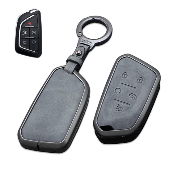 Zinc Alloy Metal Key Fob Case Cover Shell Accessories with Keychain Compatible for Cadillac CT5 CT6 XTS XT4 XT5 ATS 2020-up 5/6 Buttons Smart Remote Control Protector