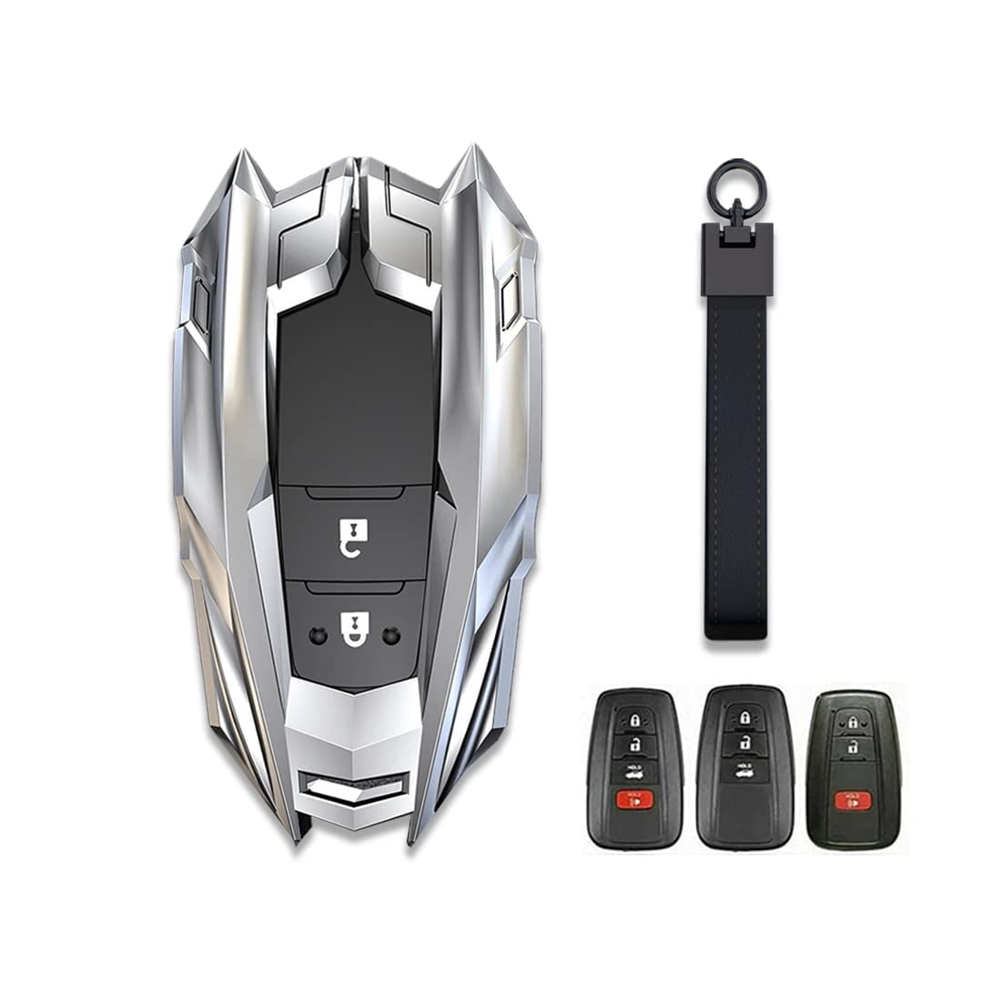 Zinc Alloy Metal Keyless Remote Key Fob Case Cover for Toyota Camry RAV4 Highlander C-HR Prius Corolla Avalon GT86
