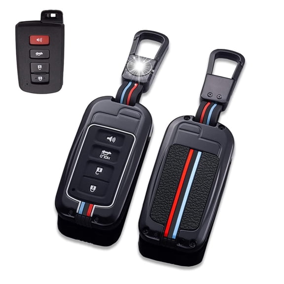 Zinc Alloy Metal Smart Key Fob Cover Fit for Toyota Tacoma Sequoia Tundra 4Runner Highlander RAV4 Camry Corolla Avalon Case Protector Shell(4 Button