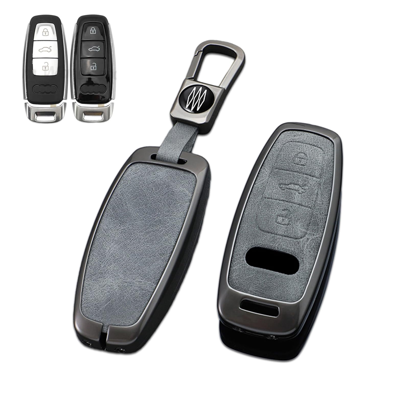 Zinc Alloy Metal Smart Remote Key Fob Case Cover Protector Holder Shell Compatible for Audi A6L A6 A7 A8 Q7 Q8 E-Tron 2018-2022 A3 S3 S6 SQ7 RS6 S7 RS7