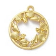 thumbnail image 1 of Zinc Alloy Open Back Bezel Pendants For DIY UV Resin Epoxy Resin Pressed Flower Jewelry Flat Round with Ocean Animal Golden 34x30x4.5mm Hole: 2.5mm, 1 of 2