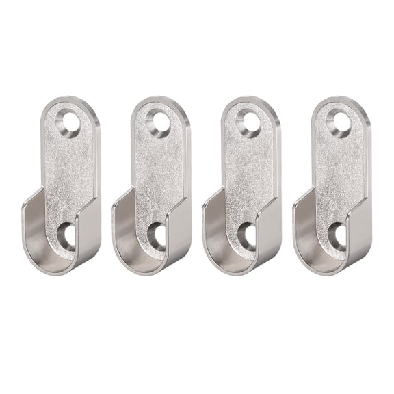 Zinc Alloy Oval Closet Rod End Supports, Wardrobe Rod Flange Bracket Support Fit Rod Dia 16mm 4PCS