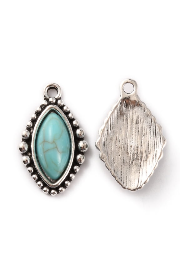 Zinc Alloy Pendants with Resin Imitation Turquoise Horse Eye Medium Turquoise 23.5x14.5x5.5mm Hole: 1.8mm