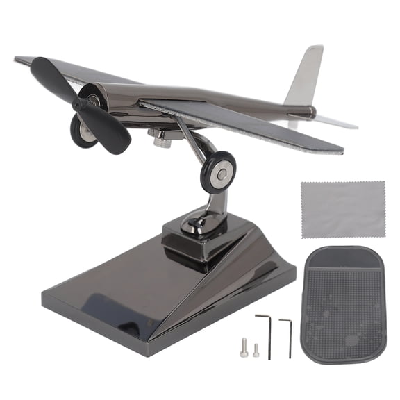 Zinc Alloy & Plastic, Easy Assemble, Desk Toy for Car, Tabletop, Office Decor Solar-Powered Rotating Propeller Plane