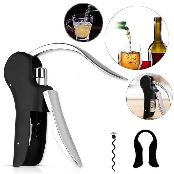 Zinc Alloy Power Wine Opener Bottle Corkscrew Opener Built-In Foil Cutter Premium Rabbit Lever Black Corkscrew For Wine