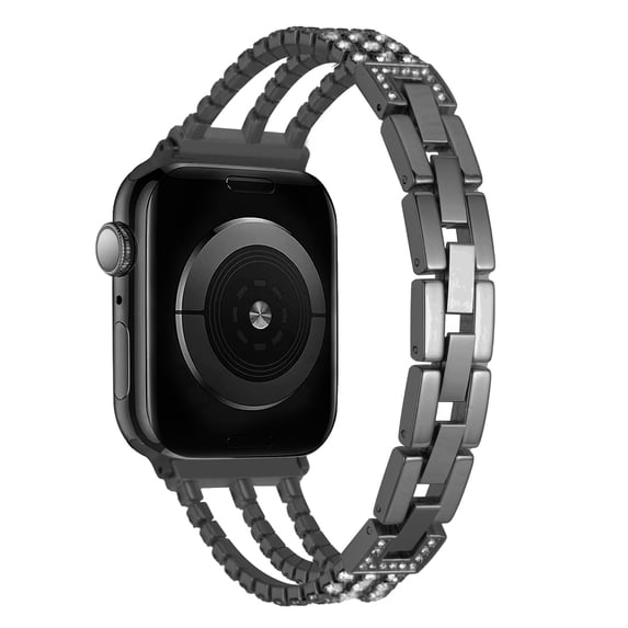 Zinc Alloy Rhinestone Decor Bracelet Band for Apple Watch 49mm / 45mm / 44mm / 42mm - Black