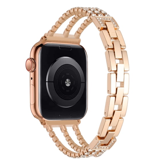 Zinc Alloy Rhinestone Decor Bracelet Band for Apple Watch 49mm / 45mm / 44mm / 42mm - Rose Gold