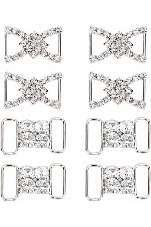 Zinc Alloy Rhinestone Webbing Buckle Sliders with Brass Rhinestone Slider Buckles Silver 16~25x15~23.5x2.5~5.5mm Hole: 8~13x4~4.5mm 4pcs/style